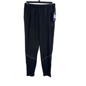 AASICS Mens Large Stretch Knit Track Pants Black Athletic Running Training NWT